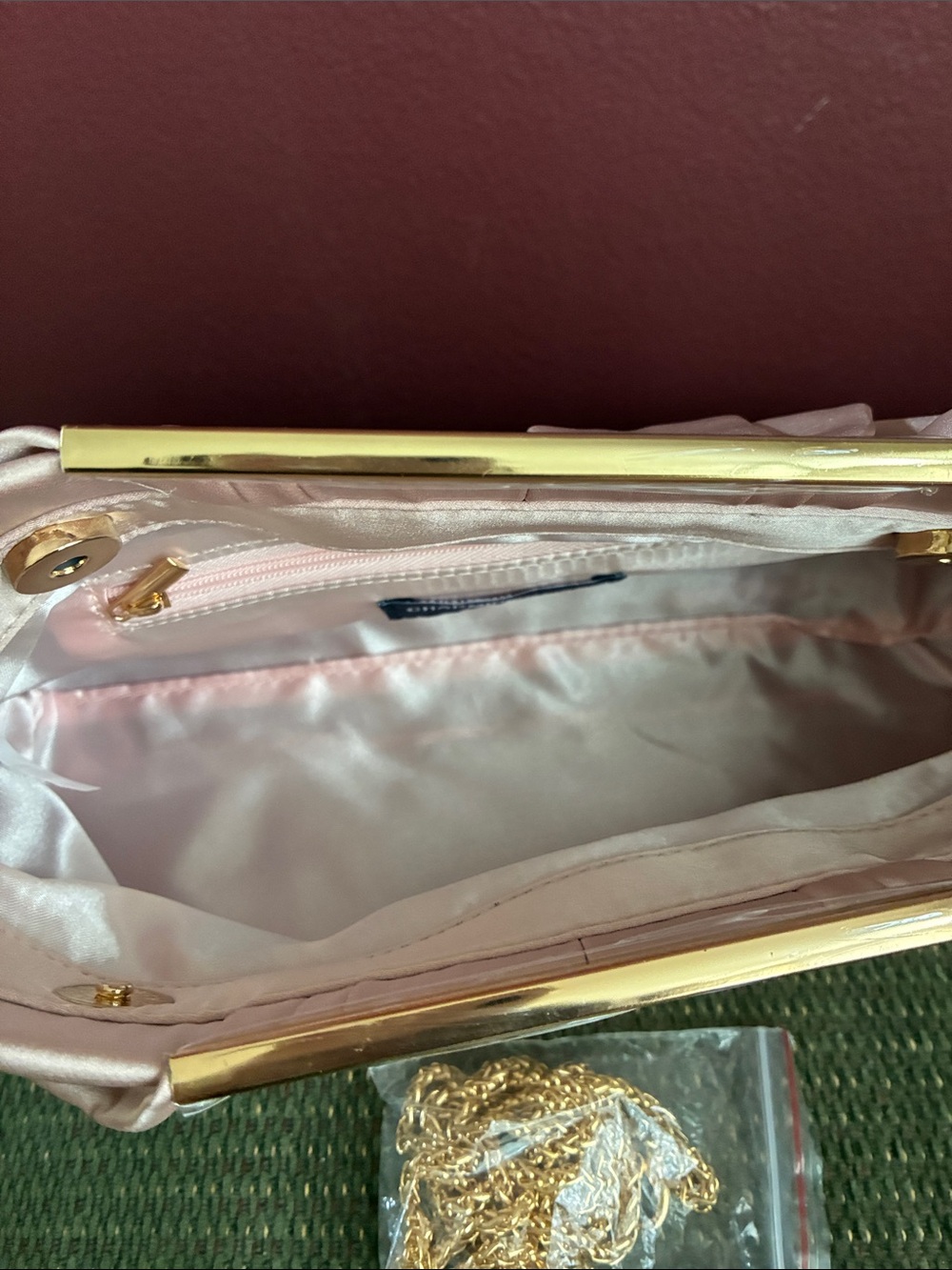 Charming Tailor Satin Pleated Clutch in Blush - Picture 5 of 6